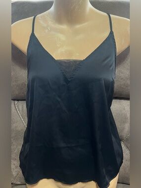 Stars Above Black Satin Tank Top, Size XS, EUC